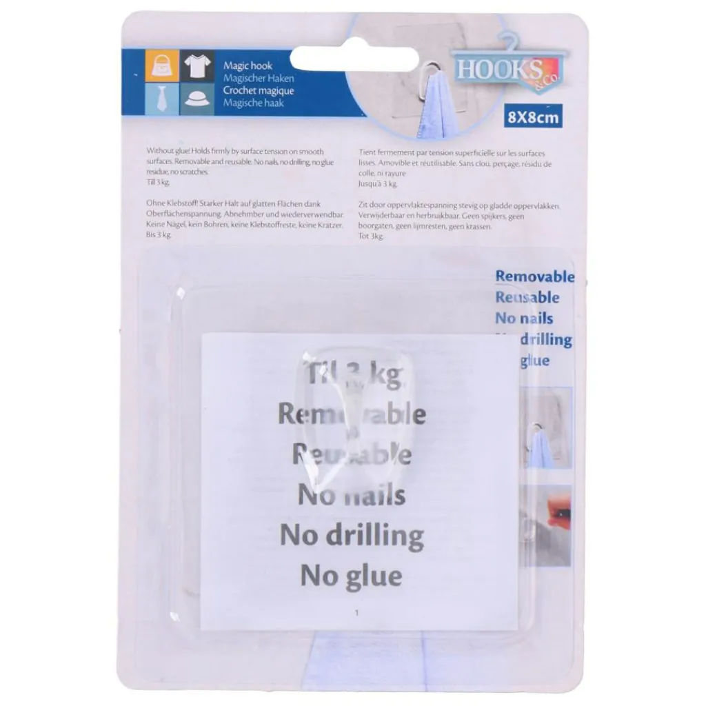 Keukengerei-Hooks & Co Magische Haak 8 x 8 cm PVC