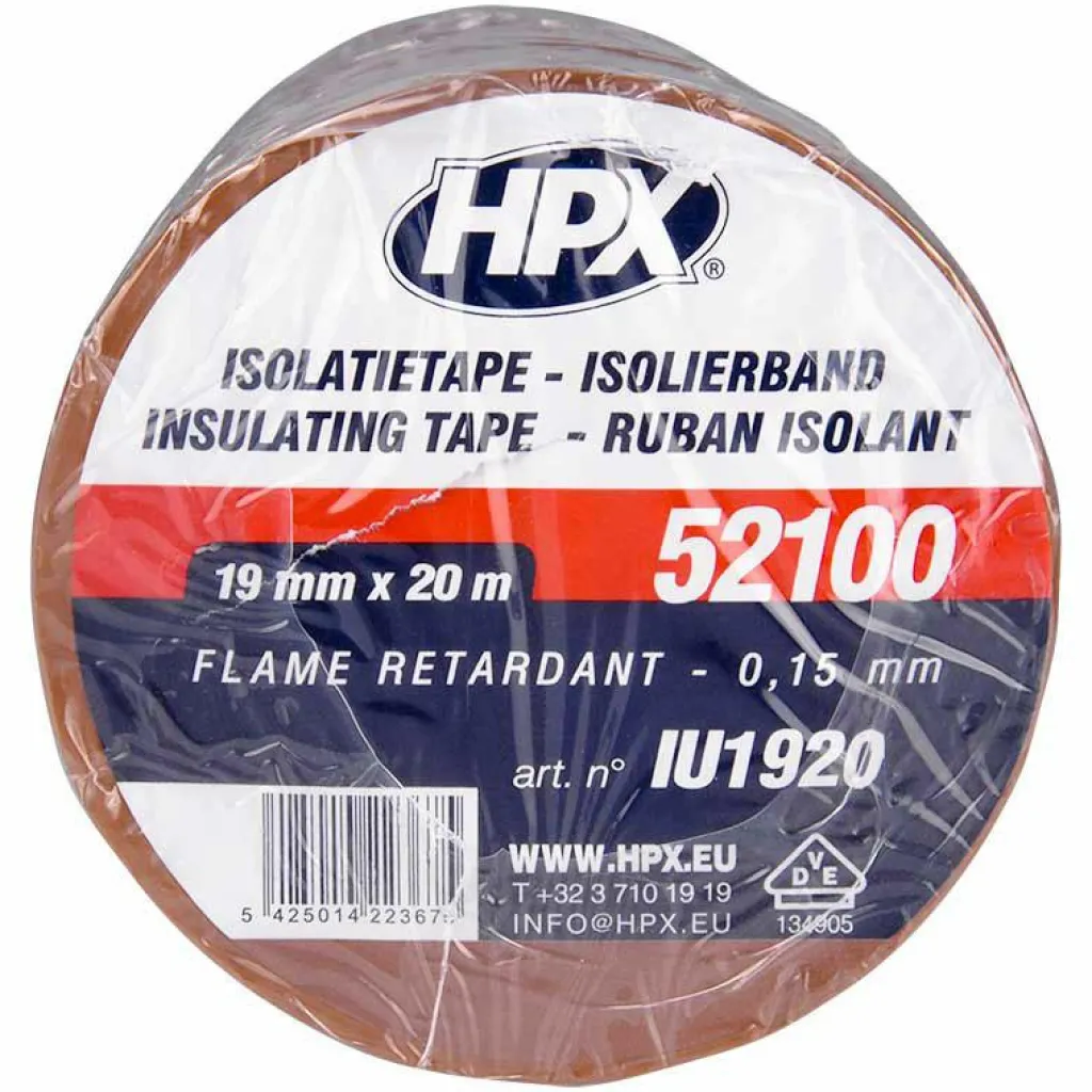 HPX 52100 isolatietape bruin 19 mm x 20 meter< Lijm, Kit & Tape