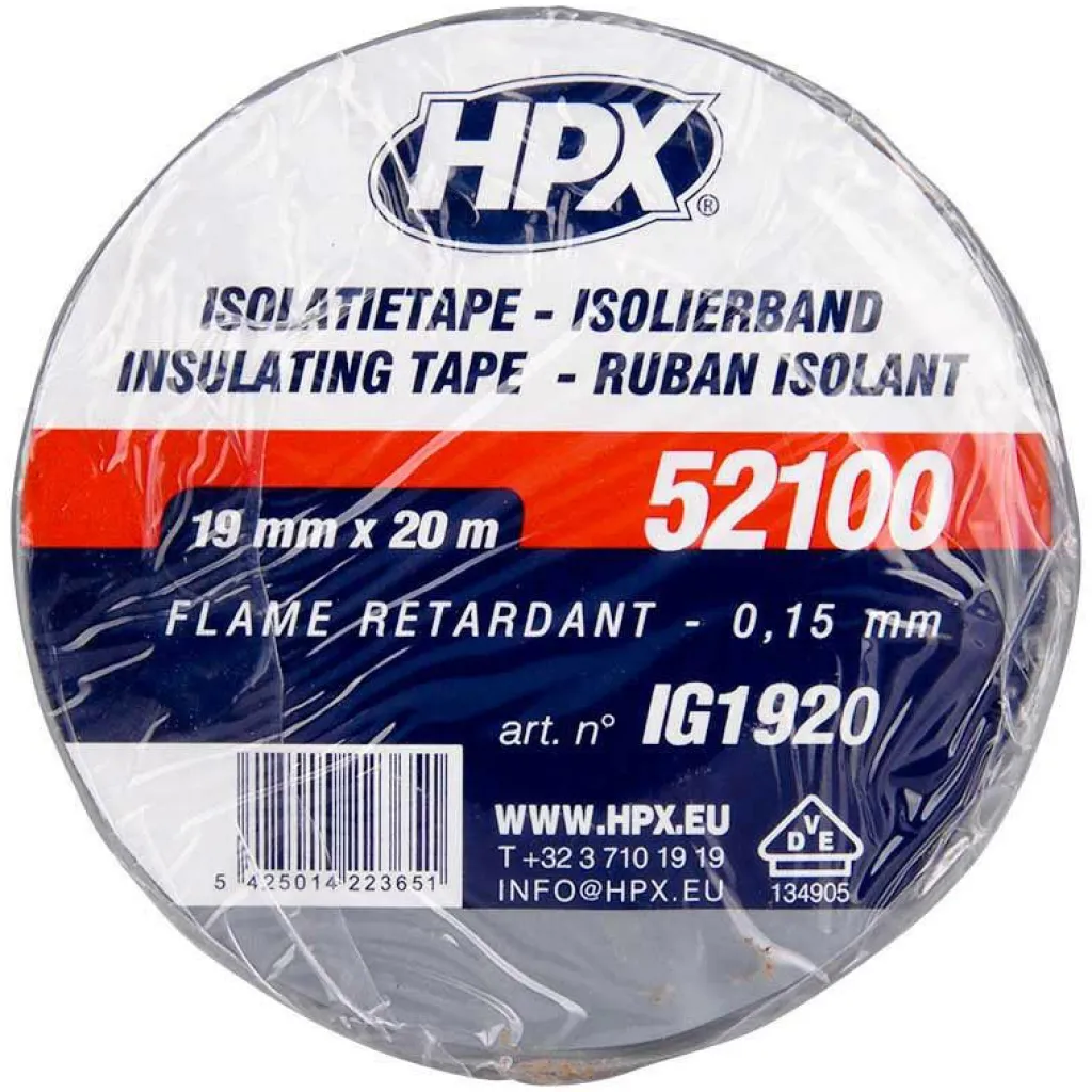 HPX 52100 isolatietape grijs 19 mm x 20 meter< Lijm, Kit & Tape
