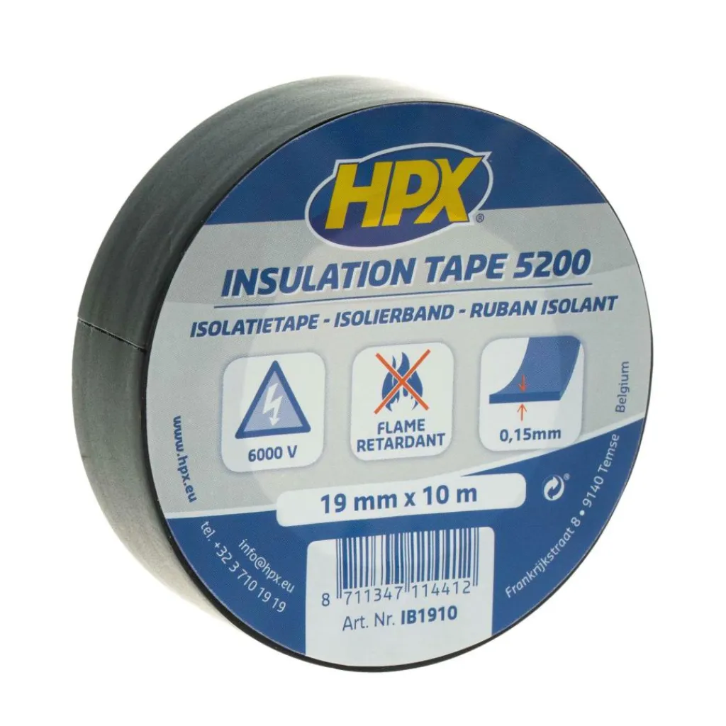 HPX 5200 isolatietape zwart 19 mm x 10 meter< Lijm, Kit & Tape