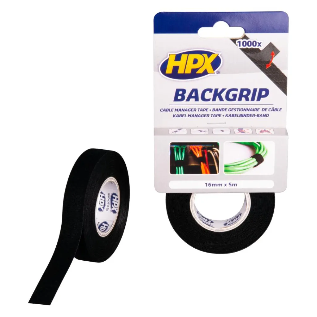 Lijm, Kit & Tape-HPX Backgrip Kabelbinderband 16 m x 5 m black