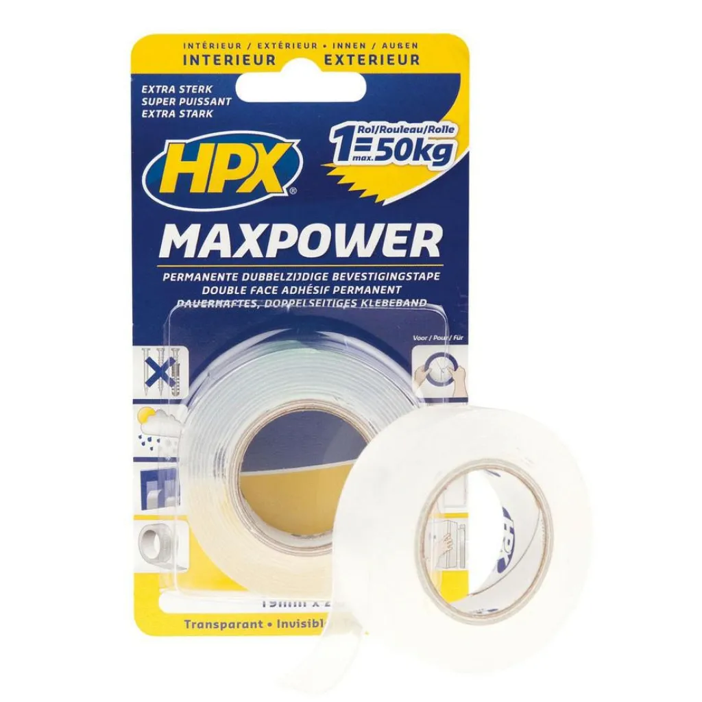 HPX Maxpower dubbelzijdige tape 19 mm x 2 meter< Lijm, Kit & Tape