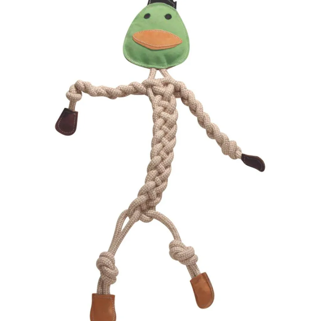 HuggleHounds Dilley Duck Natural Rope Knottie Large hondenspeelgoed< Hondenartikelen