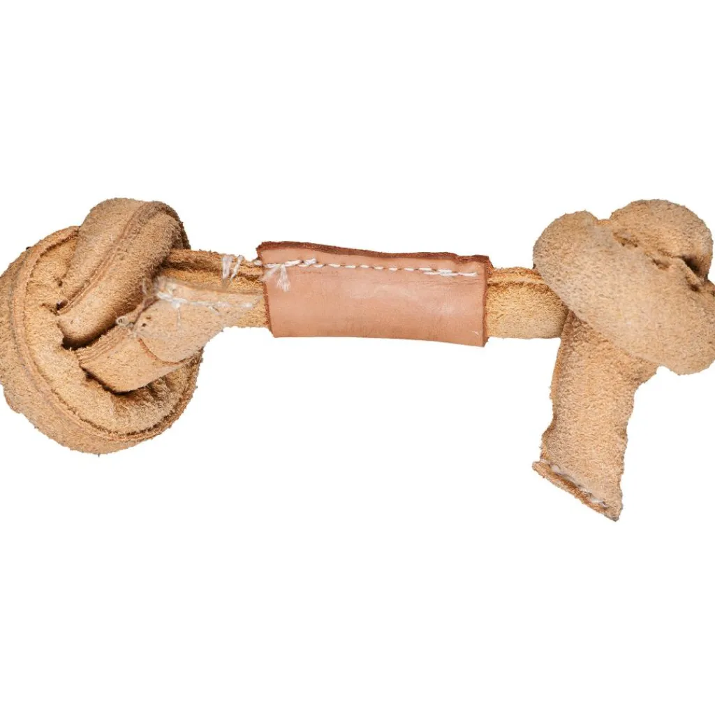 HuggleHounds Huggle-Hide Natural Leather Knotted Bone Medium hondenspeelgoed< Hondenartikelen
