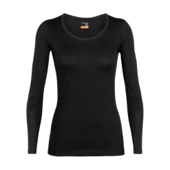 Icebreaker 200 Oasis LS lage ronde hals thermoshirt dames black< Thermokleding|Wintersport
