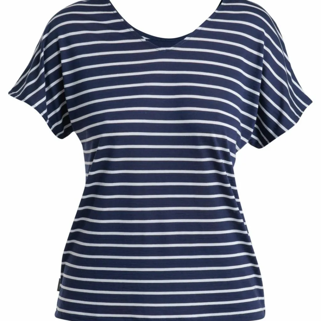Icebreaker Drayden Reversible Stripe shirt dames midnight navy snow< Outdoor Shirt