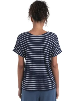 Icebreaker Drayden Reversible Stripe shirt dames midnight navy snow< Outdoor Shirt