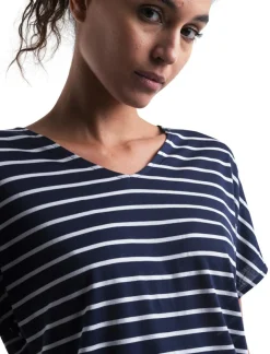 Icebreaker Drayden Reversible Stripe shirt dames midnight navy snow< Outdoor Shirt