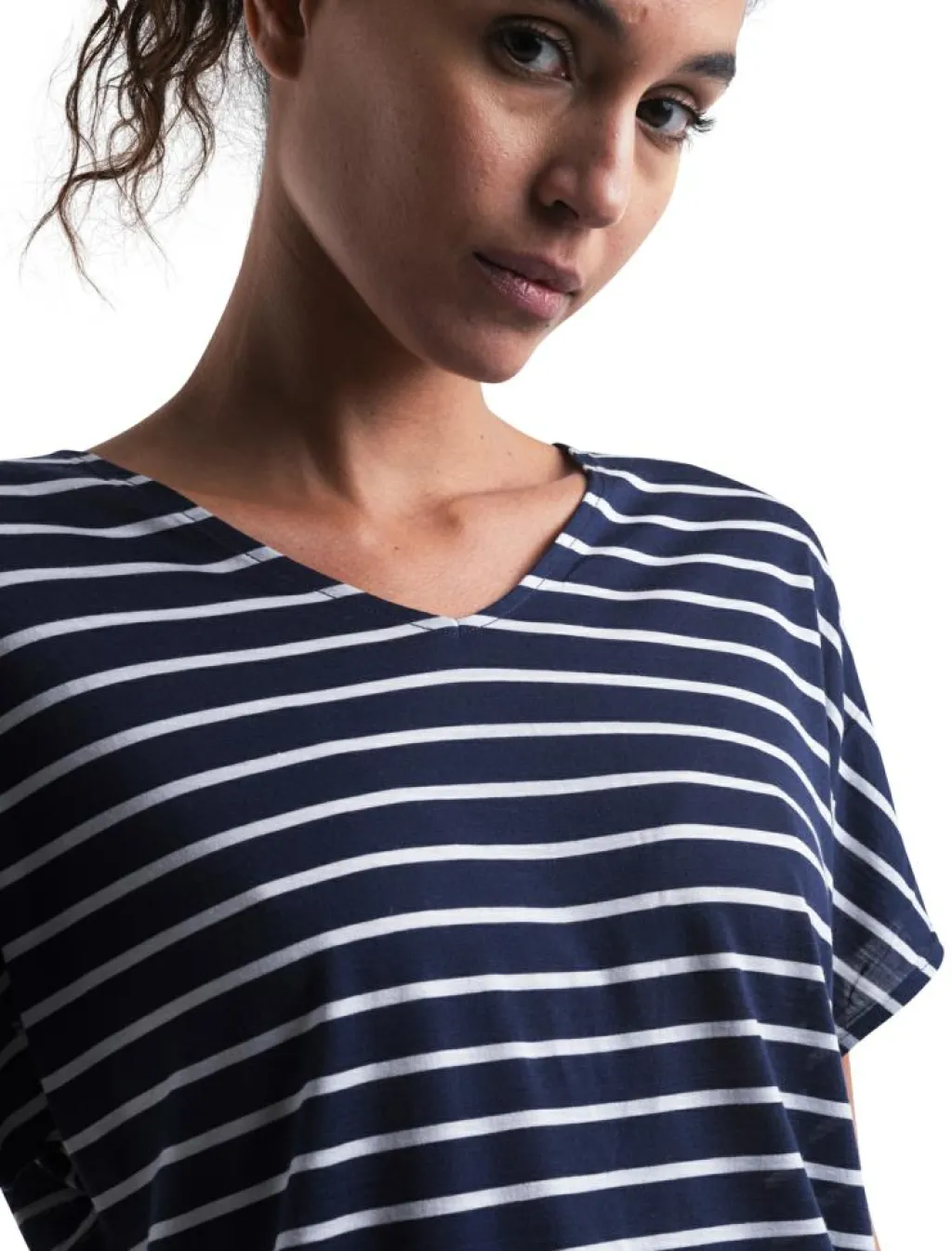 Icebreaker Drayden Reversible Stripe shirt dames midnight navy snow< Outdoor Shirt