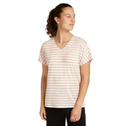 Outdoor Shirt-Icebreaker Drayden Reversible Stripe shirt dames ecru heather desert sand