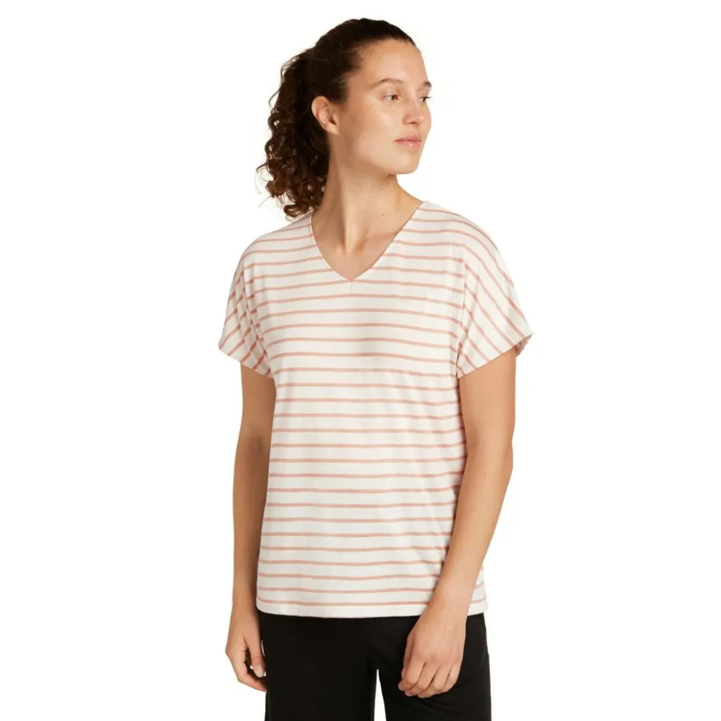 Outdoor Shirt-Icebreaker Drayden Reversible Stripe shirt dames ecru heather desert sand