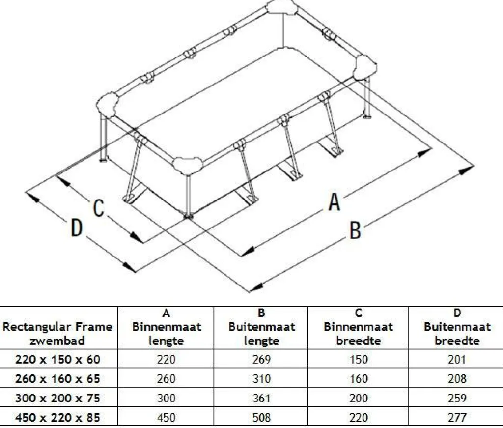 Opzetzwembad-Intex Metal rectangular frame opzetzwembad 220 x 150 cm