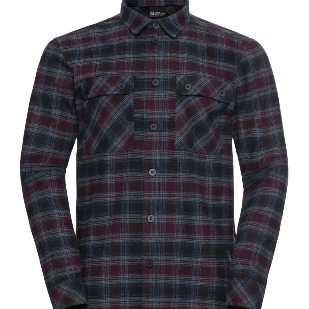 Jack Wolfskin Baja overhemd heren check dark navy< Outdoor Shirt
