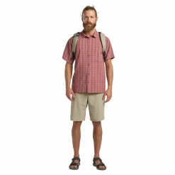 Outdoor Shirt-Jack Wolfskin  Meseta overhemd heren check dark rust