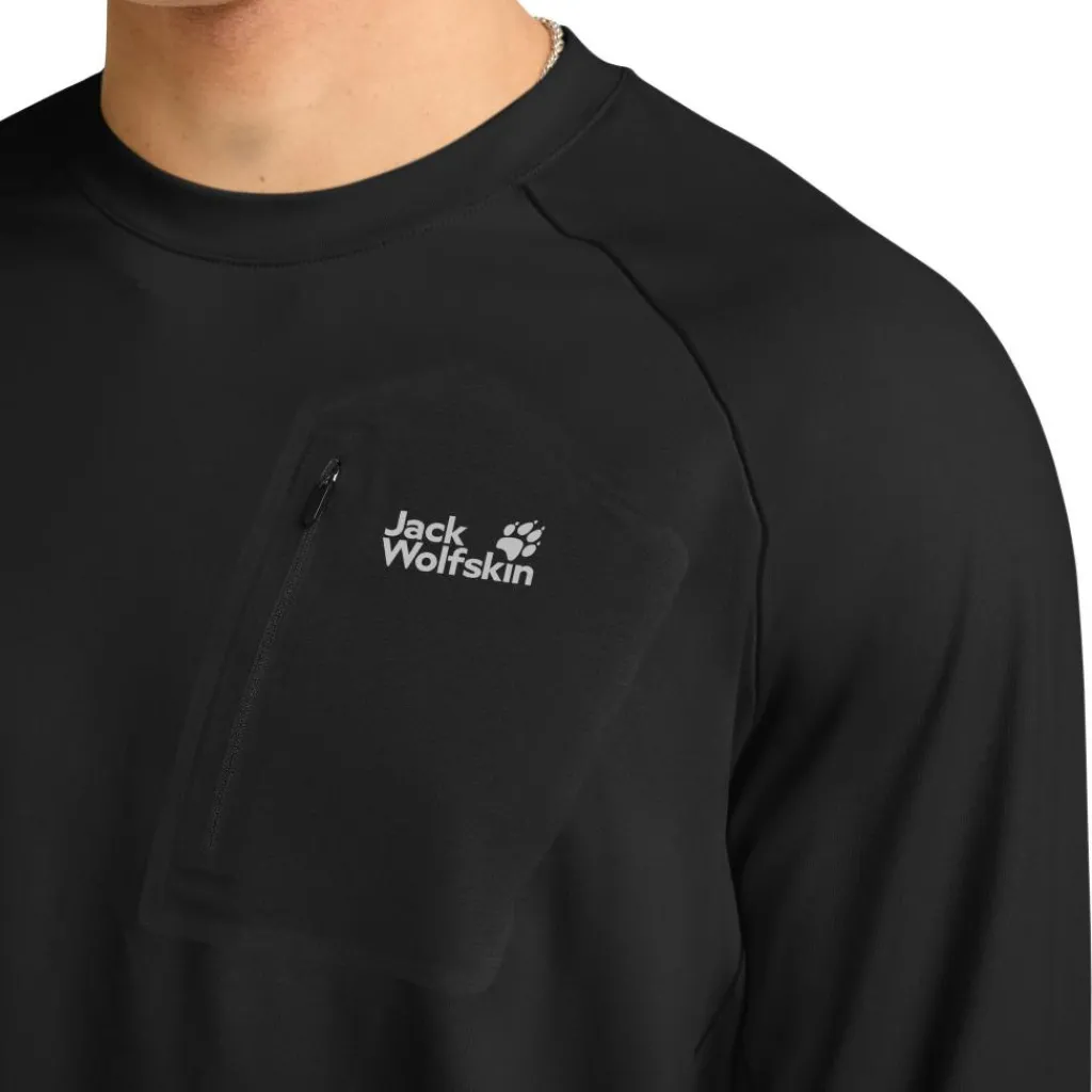 Outdoor Trui-Jack Wolfskin Prelight Trail Crew shirt heren black