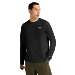 Outdoor Trui-Jack Wolfskin Prelight Trail Crew shirt heren black