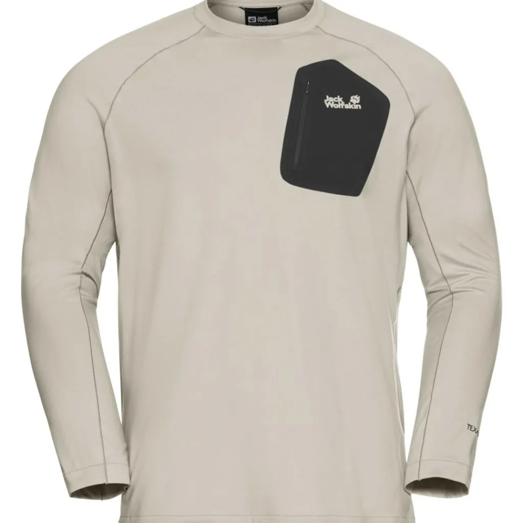 Outdoor Trui-Jack Wolfskin Prelight Trail Crew shirt heren pale sand