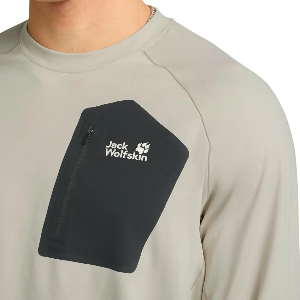 Outdoor Trui-Jack Wolfskin Prelight Trail Crew shirt heren pale sand