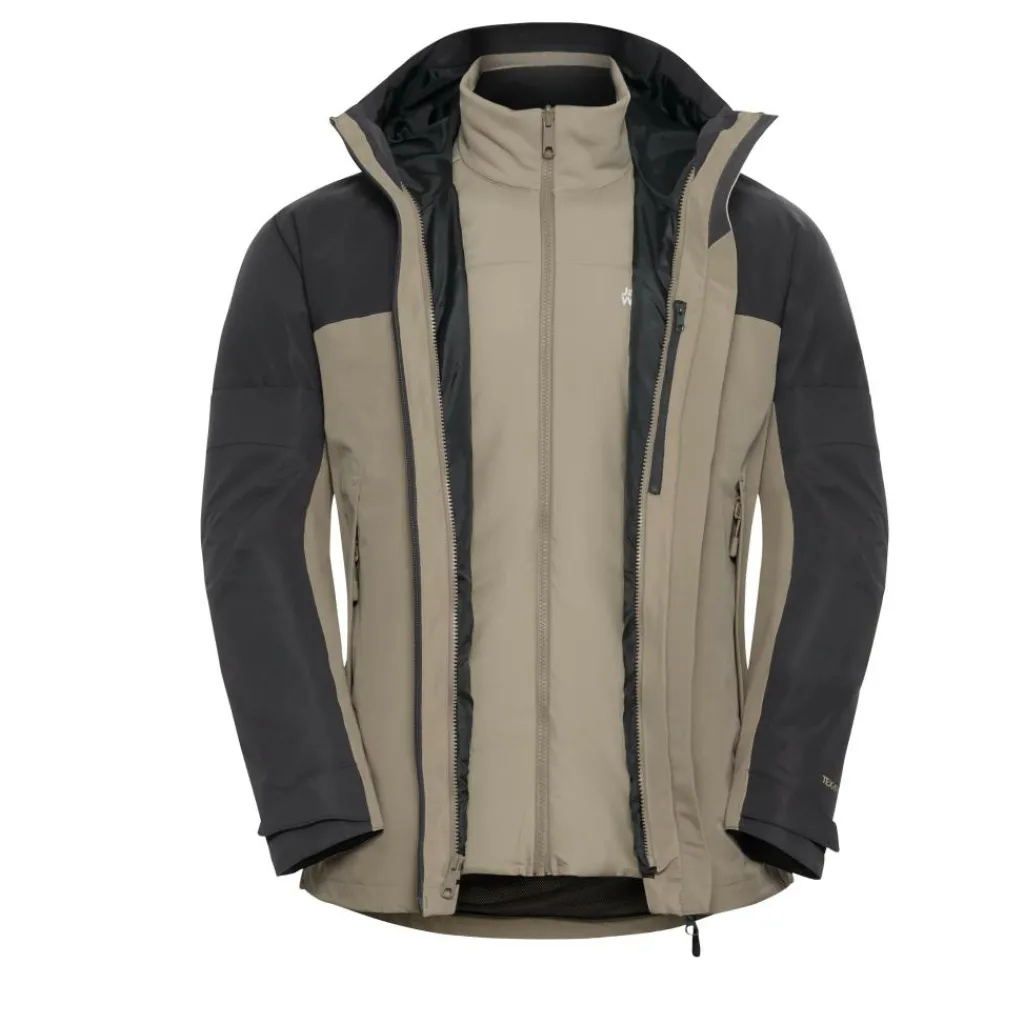 Jack Wolfskin Wild Places 3-in-1 outdoor jack heren linen< Outdoor Jack