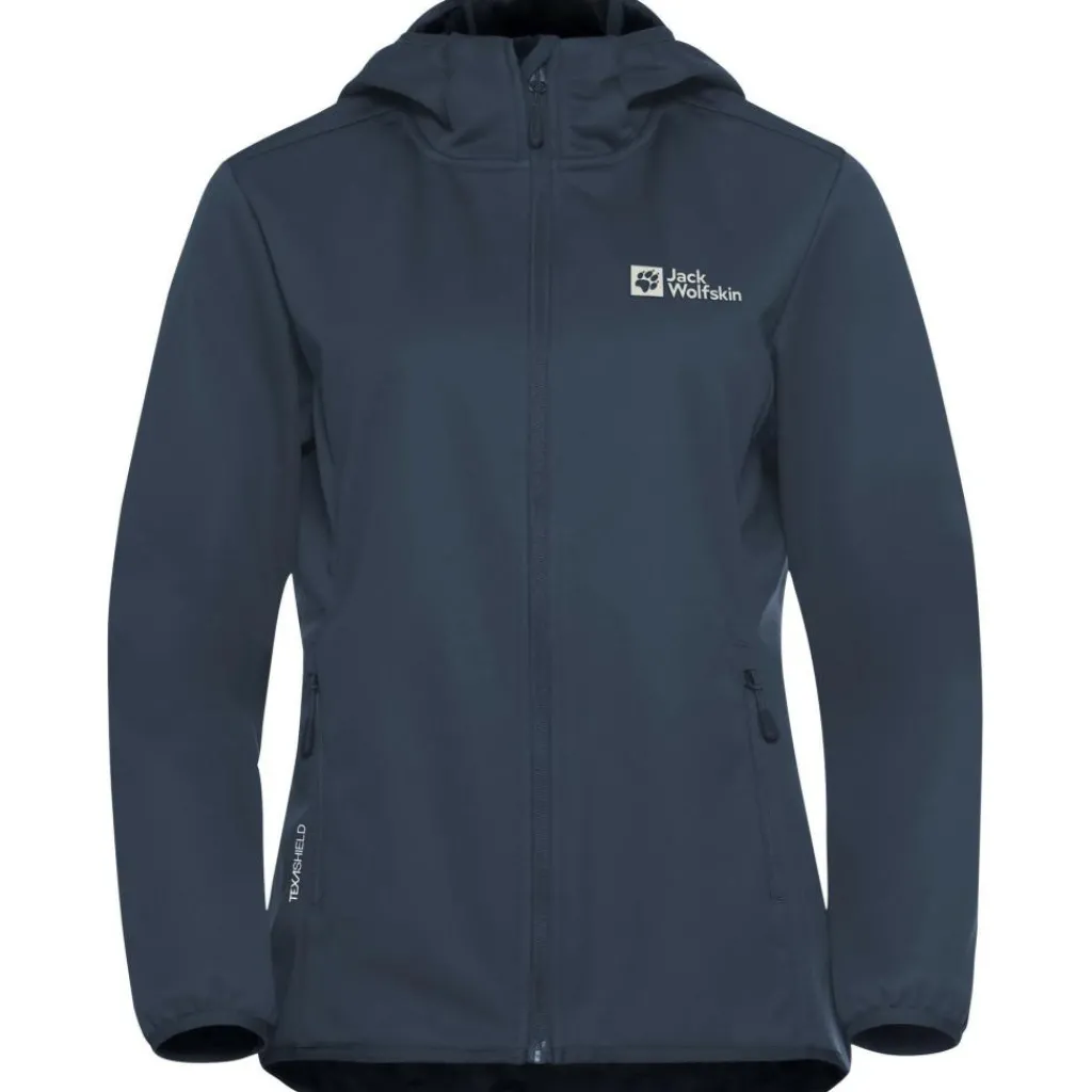 Outdoor Jack-Jack Wolfskin Windhain Hoody softshell jas dames midnight sky