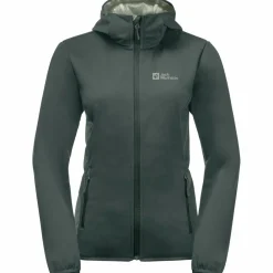 Outdoor Jack-Jack Wolfskin Windhain softshell jas dames slate green