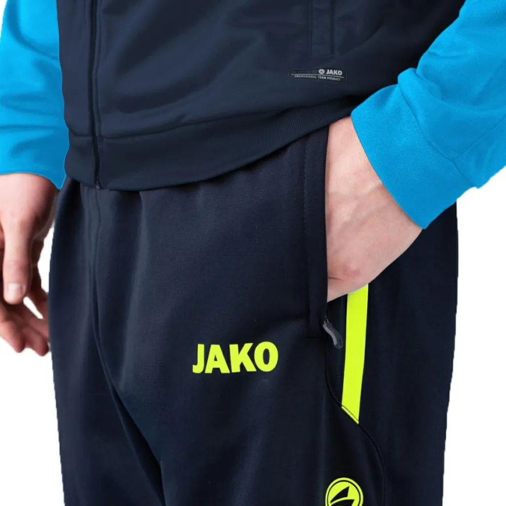 JAKO Allround Polyester trainingsbroek marine fluogeel< Voetbalkleding