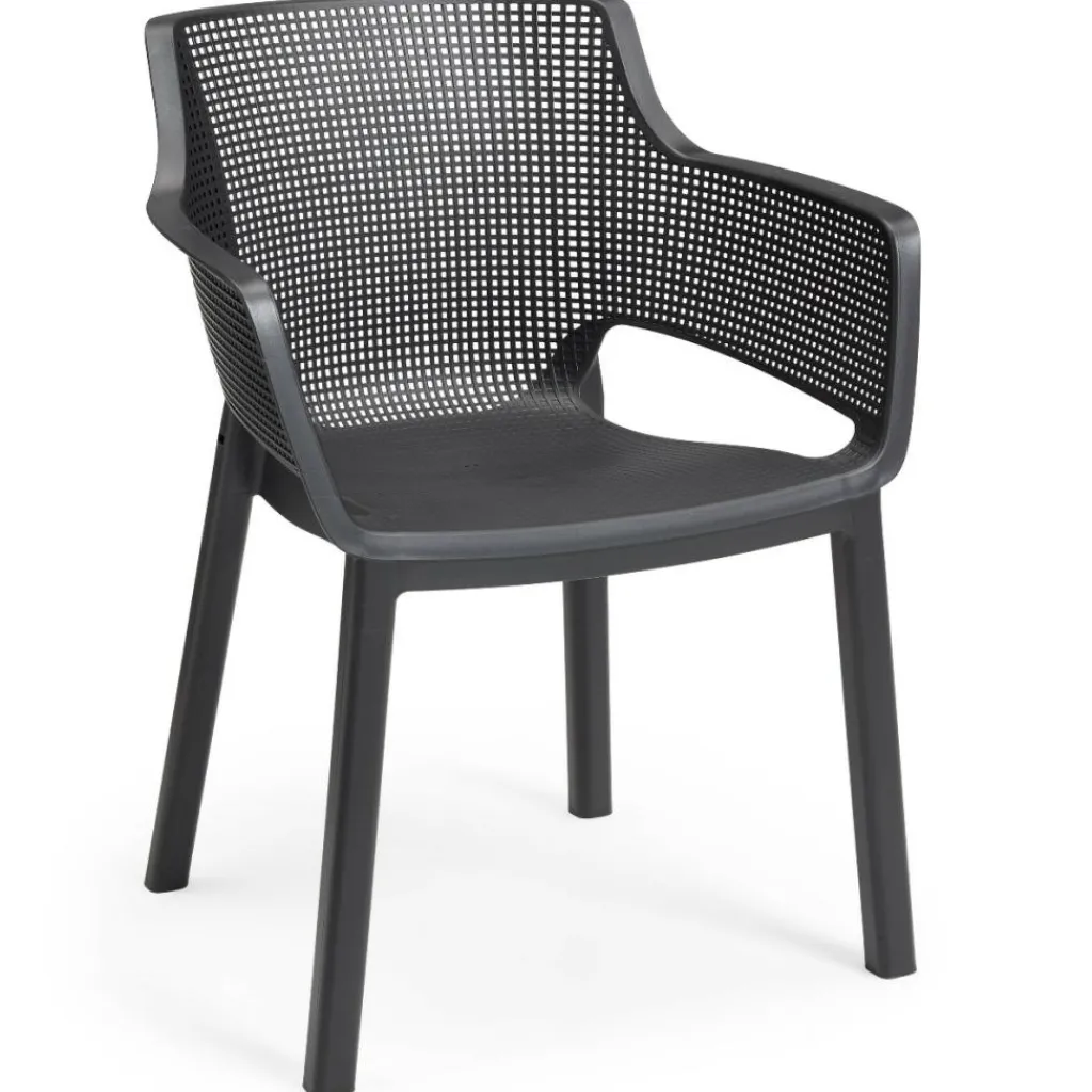 Tuinstoelen-Keter Elisa stapelbare tuinstoel graphite