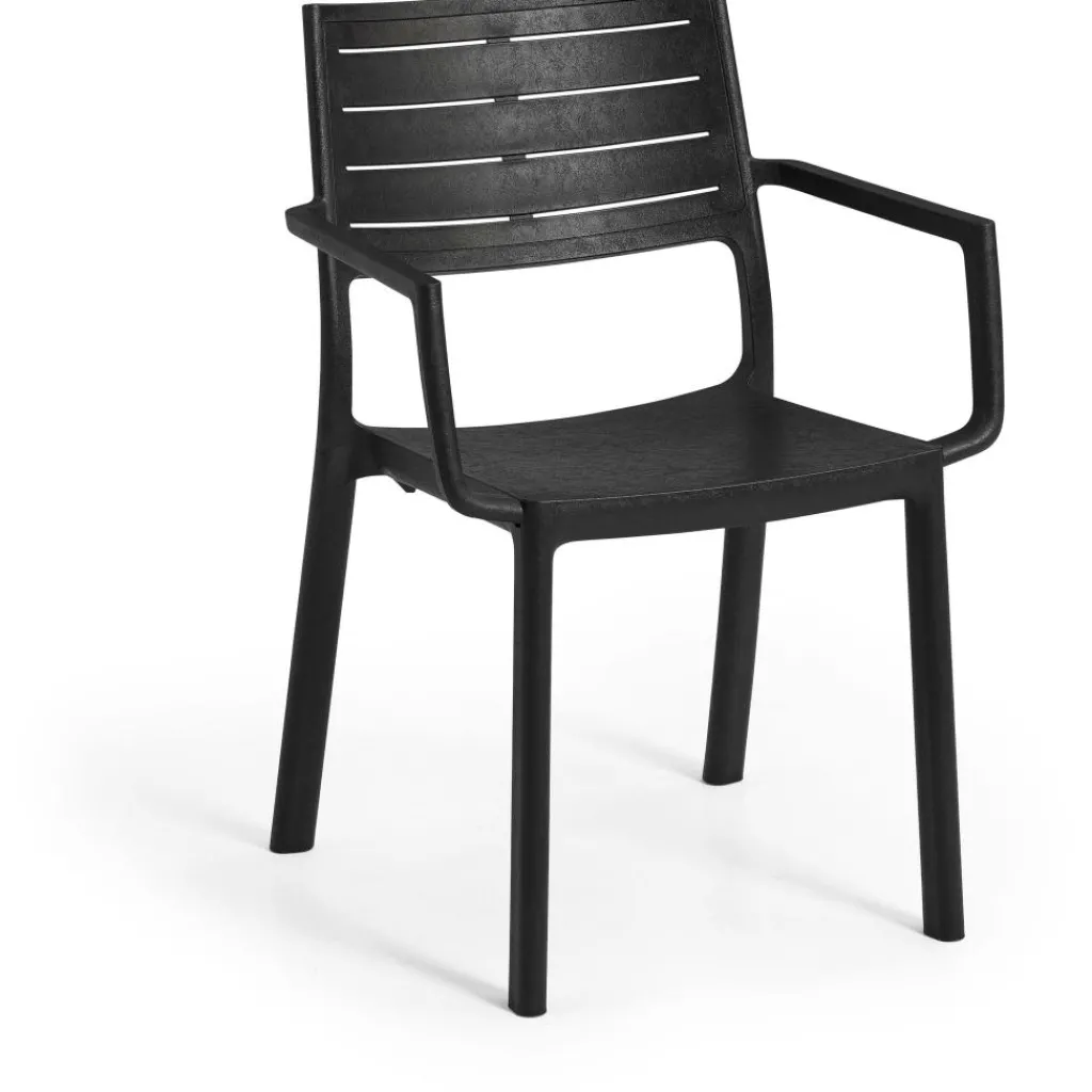 Tuinstoelen-Keter Metaline stapelbare tuinstoel zwart