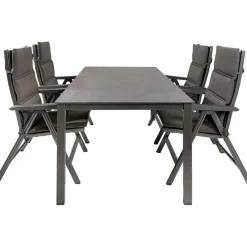 Tuinsets-Kettler HPL 180 Basic Plus 4 verstelbaar tuinset jura  antraciet