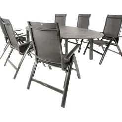 Tuinsets-Kettler HPL Edge 240 Legato 6 verstelbaar tuinset antraciet