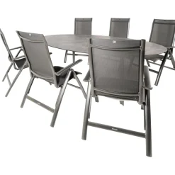 Tuinsets-Kettler HPL Edge 240 Legato 6 verstelbaar tuinset  antraciet