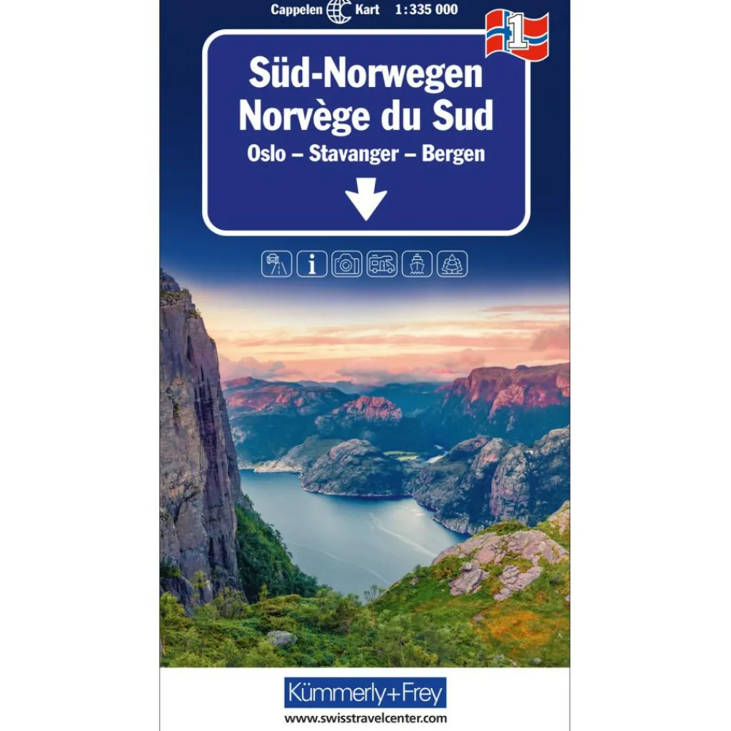 Kümmerly & Frey Zuid-Noorwegen Oslo Stavanger Bergen wegenkaart< Reisboeken & Kaarten