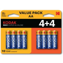 Accu's & Batterijen-Kodak Max Alkaline AA batterij 8-pack