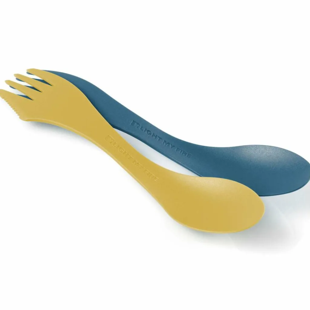 Bestek-Light My Fire Spork Lefty Bio bestek musty yellow hazy blue 2-pack