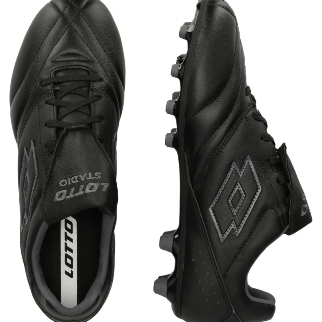Lotto Stadio 200 FG voetbalschoenen heren all black asphalt< Voetbalschoenen
