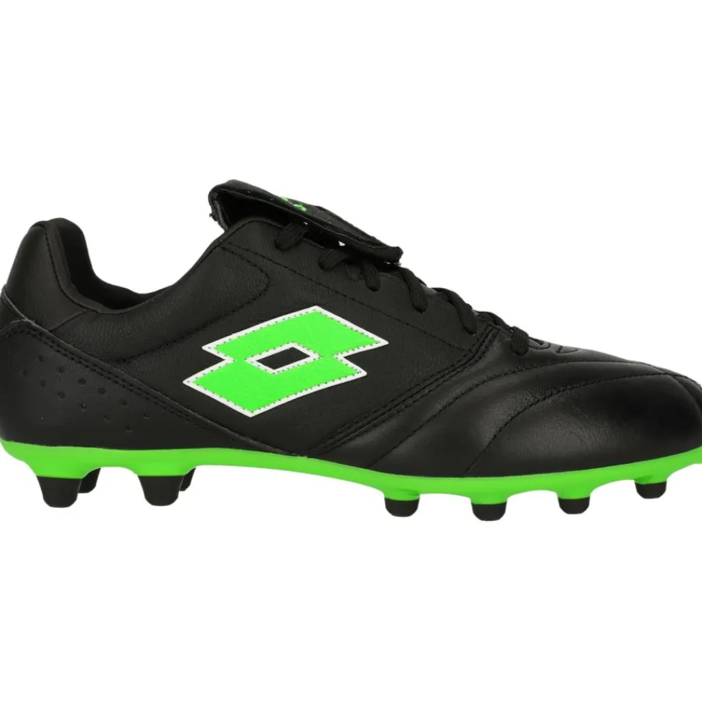 Lotto Stadio 200 III FG voetbalschoenen heren all black spring green< Voetbalschoenen