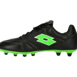 Lotto Stadio 200 III FG voetbalschoenen heren all black spring green< Voetbalschoenen