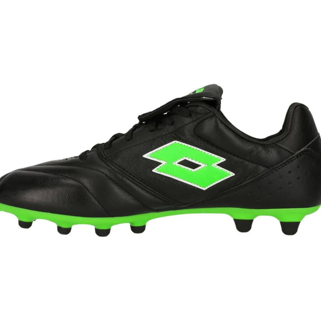 Lotto Stadio 200 III FG voetbalschoenen heren all black spring green< Voetbalschoenen