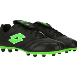 Lotto Stadio 200 III FG voetbalschoenen heren all black spring green< Voetbalschoenen