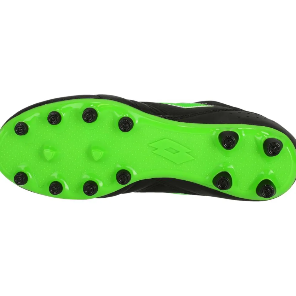 Lotto Stadio 200 III FG voetbalschoenen heren all black spring green< Voetbalschoenen