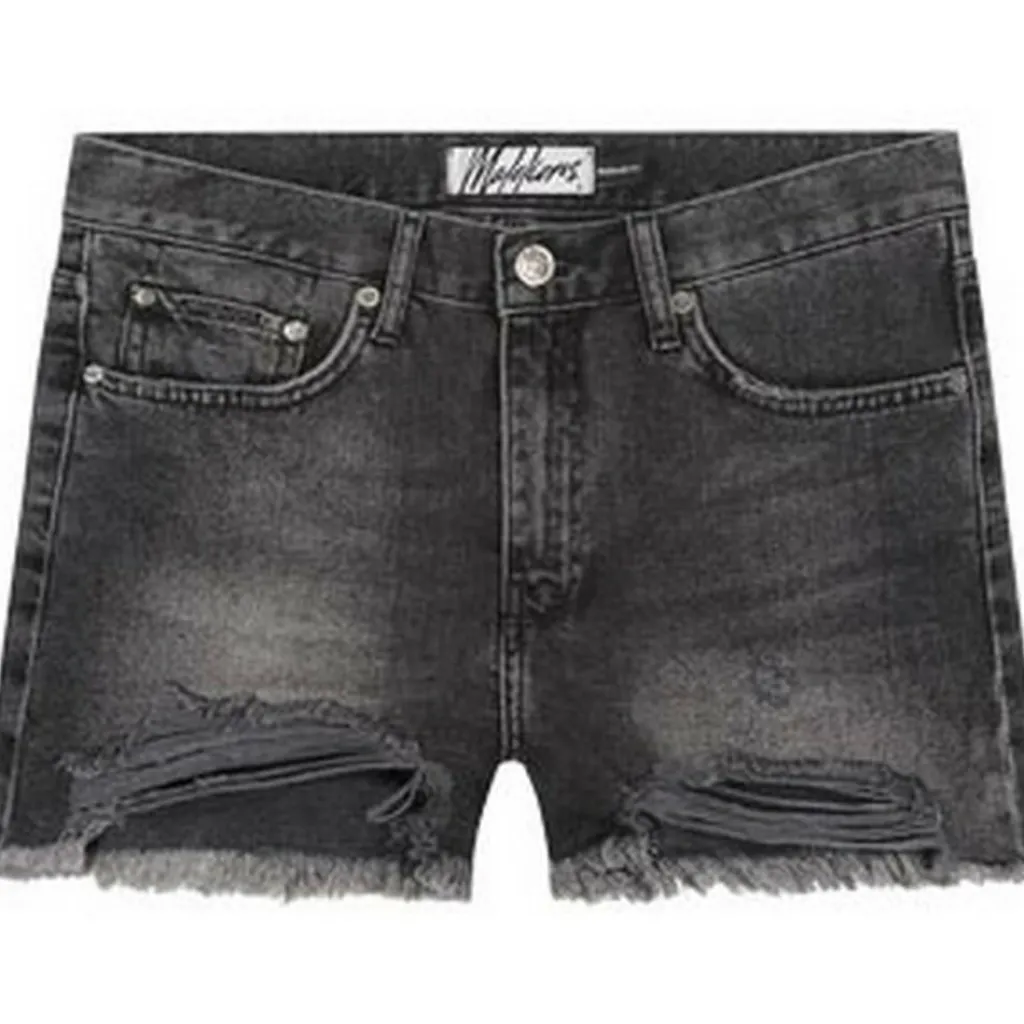 Broeken-Malelions Damaged Denim short dames black