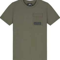 Shirts, Polo's & Blouses-Malelions Nylon Pocket shirt junior moss green