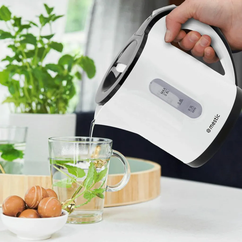Mestic MWC-100 waterkoker zwart wit< Keukenapparaten