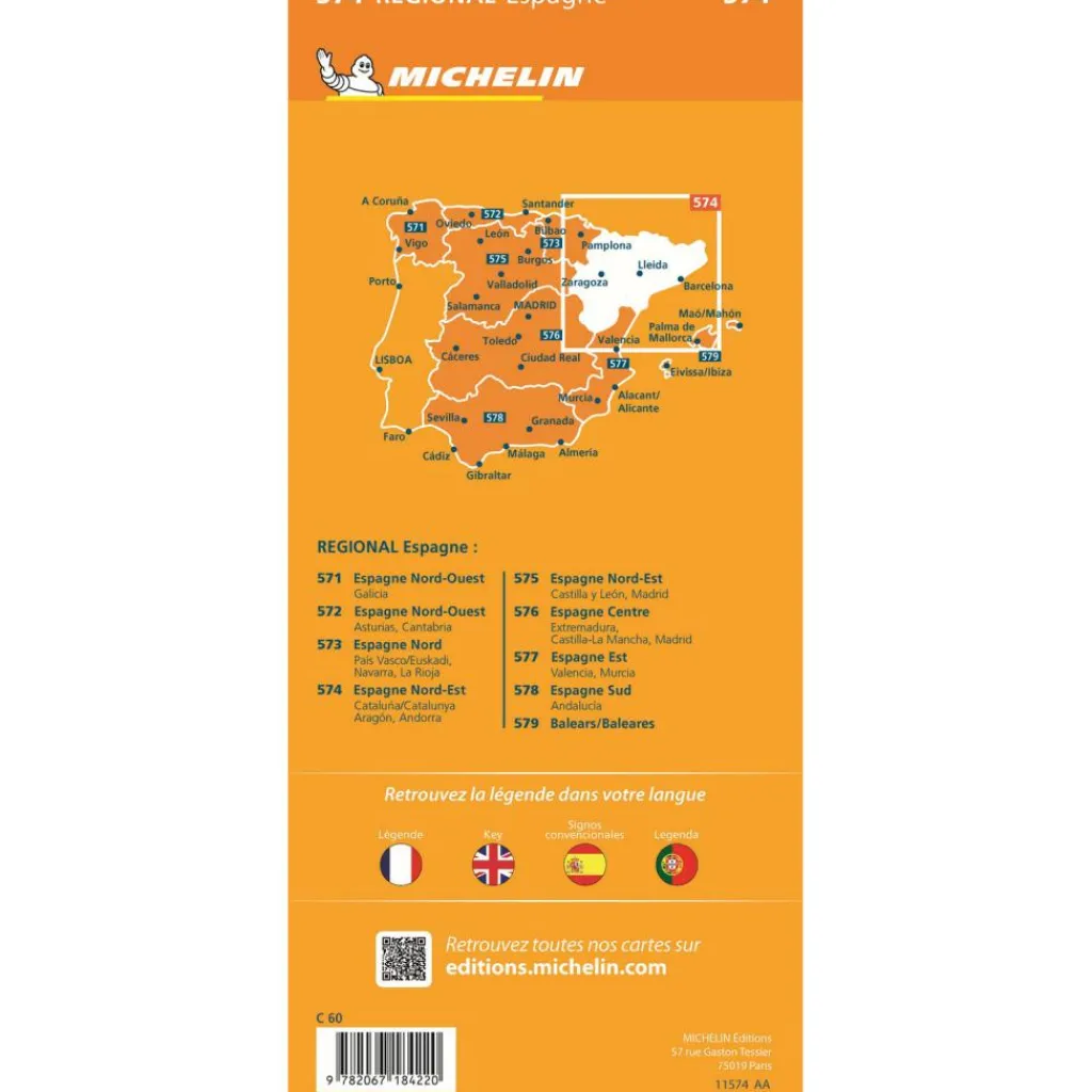 Michelin 574 Noordoost-Spanje Cataluña Aragón Andorra wegenkaart< Reisboeken & Kaarten