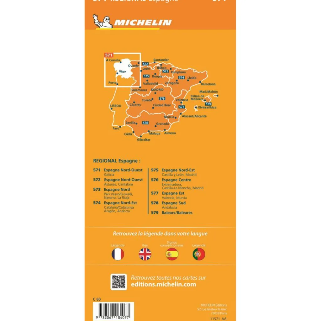 Michelin 571 Noordwest-Spanje Galicië wegenkaart< Reisboeken & Kaarten