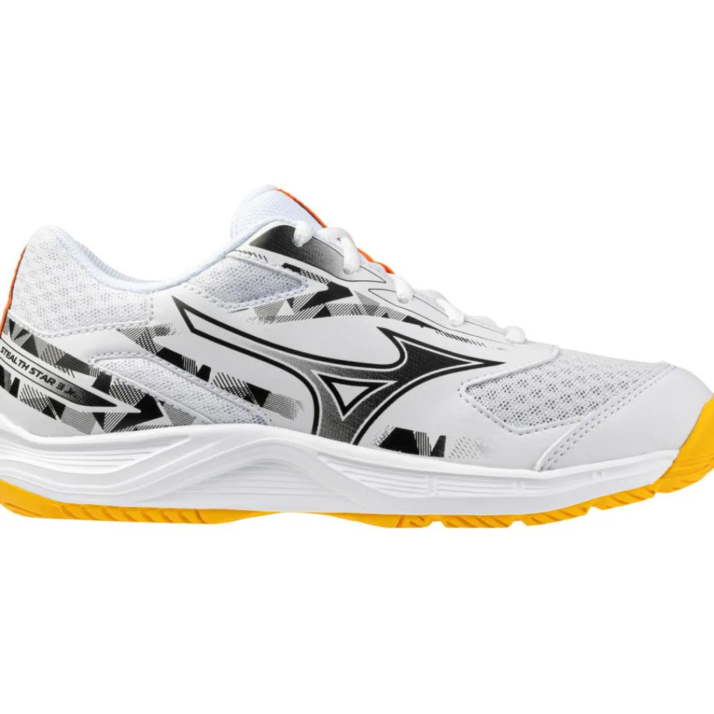 Indoorschoenen-Mizuno Stealth Star 3 indoorschoenen junior white fiery coral 2 citrus
