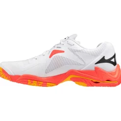 Indoorschoenen-Mizuno Wave Lightning Z8 indoorschoenen heren white fiery coral 2 citrus
