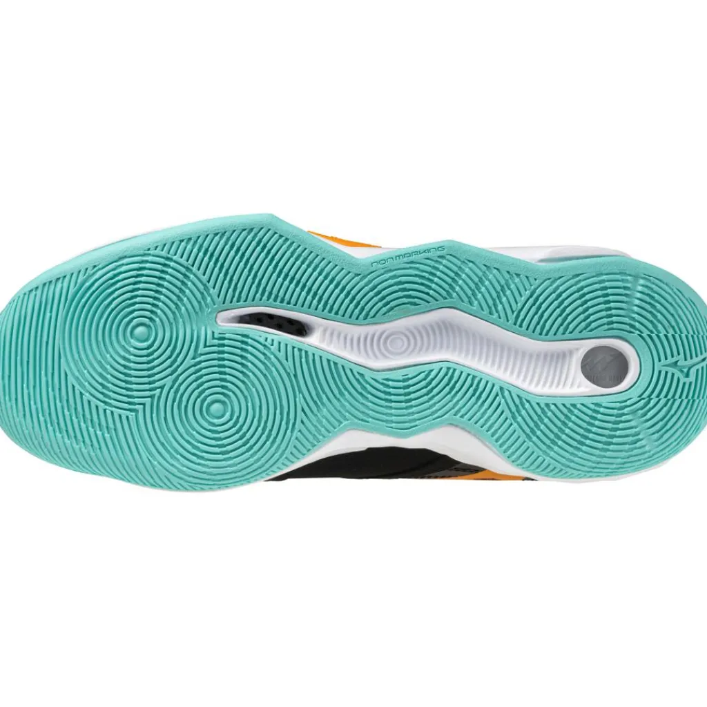 Indoorschoenen-Mizuno Wave Momentum Pro indoorschoenen heren black tangelo icegreen