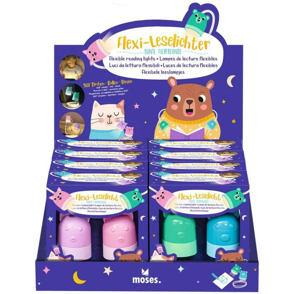 Verlichting|Verlichting Batterijen-Moses. Verlag Flexibele Dieren leeslamp assorti
