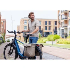 New Looxs  Leeds Double fietstas 38 liter taupe< Fietstassen